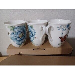 Lenox Butterfly Meadow Blue Set Of 6 Mugs Coffee Tea Cups only